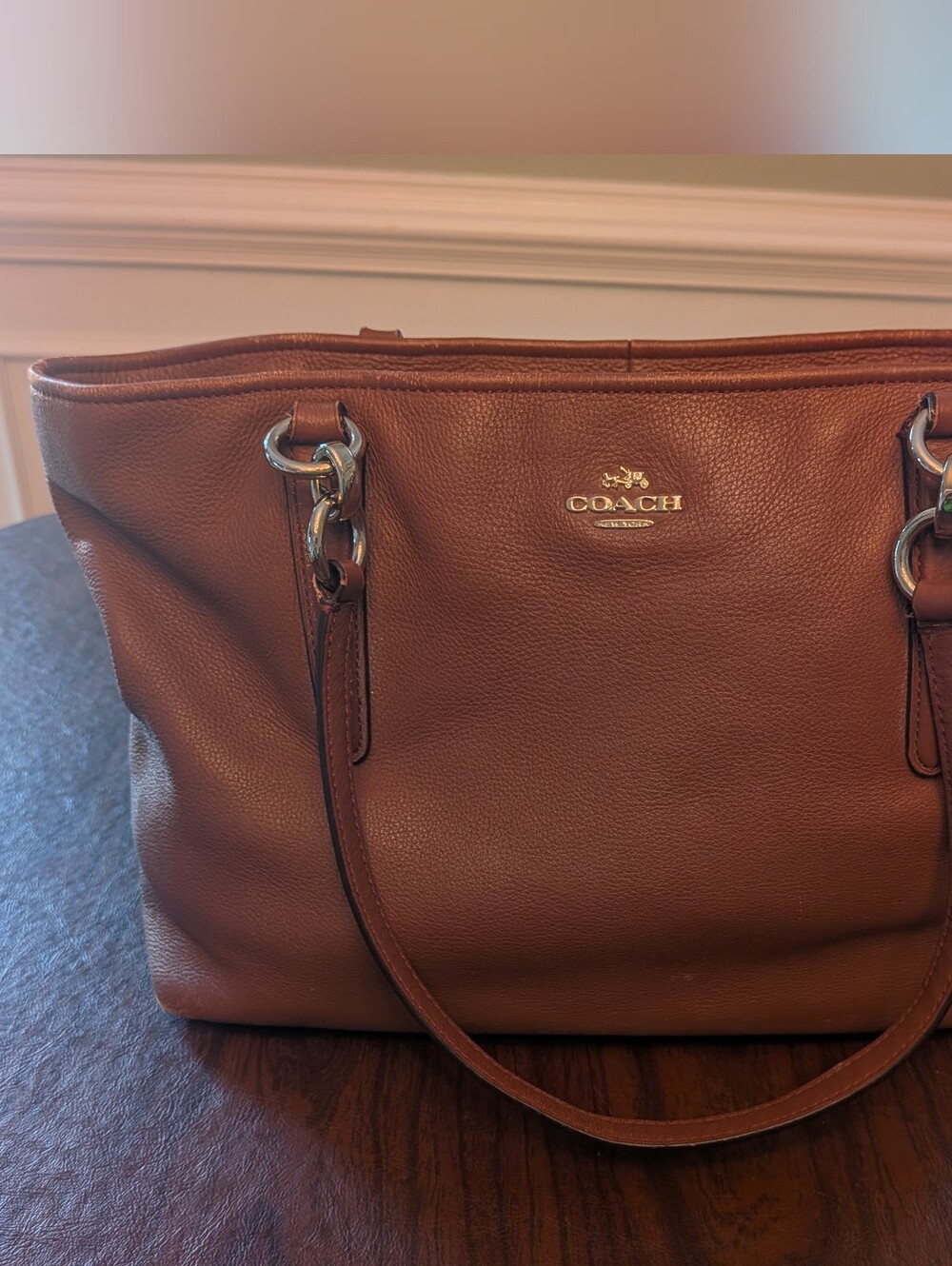 Vintage Coach Chicago Ellis Brown Leather Tote Bag 33961 Saddle Purse Grain